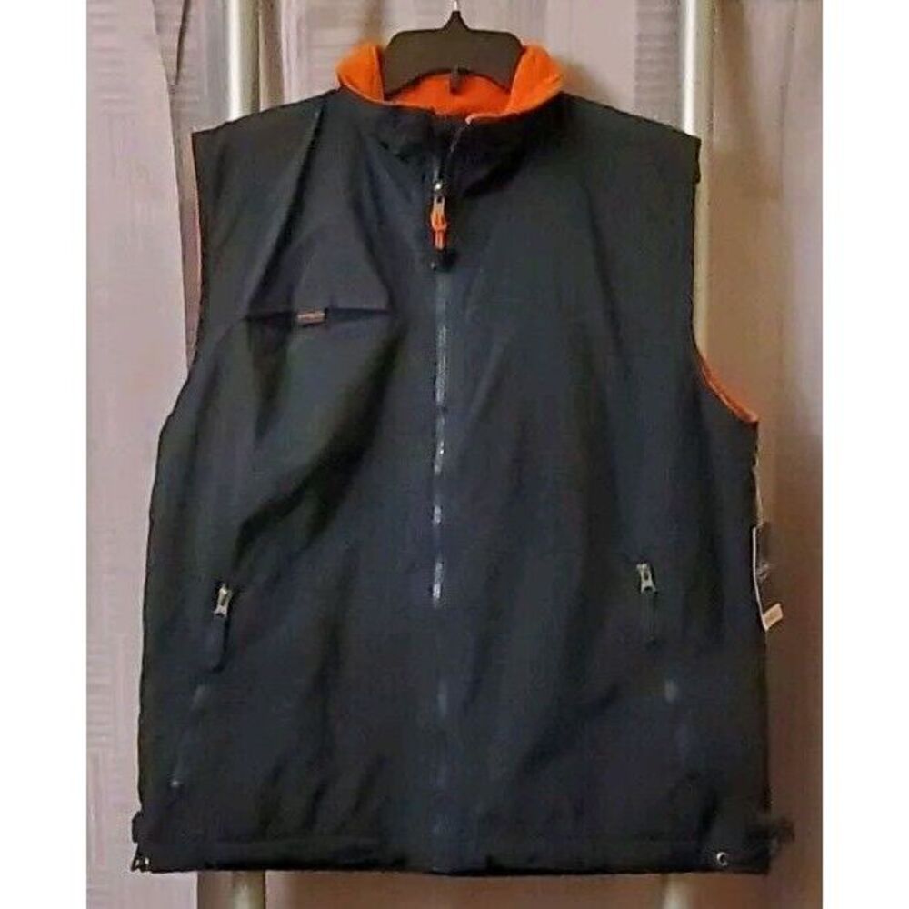 NWT Genuine Sonoma Jean Company Mens Reversible Vest Navy Blue Orange Medium